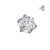 Titanium Internally Threaded 5mm Dermal Anchor Top 6 Prong Set CZ Tragus