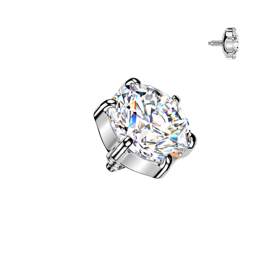 Titanium Internally Threaded 6 Prong Set CZ Dermal Anchor Surface Top
