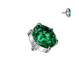 Titanium Internally Threaded 6 Prong Set CZ Dermal Anchor Surface Top