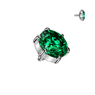 Titanium Internally Threaded 6 Prong Set CZ Dermal Anchor Surface Top