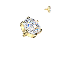 Titanium Internally Threaded 5mm Dermal Anchor Top 6 Prong Set CZ Tragus