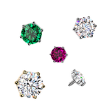 Titanium Internally Threaded 6 Prong Set CZ Dermal Anchor Surface Top