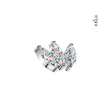 Titanium Internally 3 Marquise CZ Fan Dermal Tragus Lip Top 16G