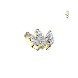 Titanium Internally 3 Marquise CZ Fan Dermal Tragus Lip Top 16G