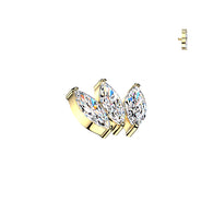 Titanium Internally 3 Marquise CZ Fan Dermal Tragus Lip Top 16G