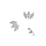 Titanium Internally 3 Marquise CZ Fan Dermal Tragus Lip Top 16G