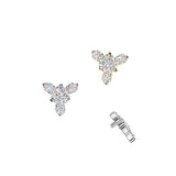 Titanium Internally Threaded Round CZ & 3 CZ Dermal Tragus Top