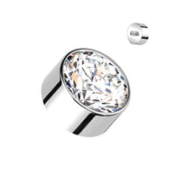 Implant Grade Titanium Bezel Set Round CZ Top 14 Gauge