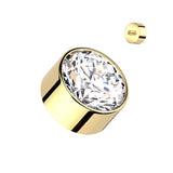 14G Titanium Internally Threaded Dermal Anchor Top Bezel Round CZ