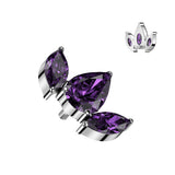 16G Titanium Internally Threaded Dermal Anchor Top Marquise CZ Tragus