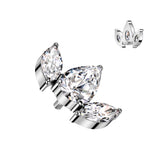 16G Titanium Internally Threaded Dermal Anchor Top Marquise CZ Tragus