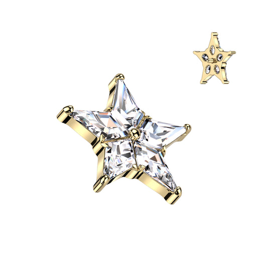 16G Titanium Internally Threaded Dermal Anchor Top Star CZ Tragus