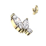16G Titanium Internally Threaded Dermal Anchor Top Marquise Round CZ Tragus