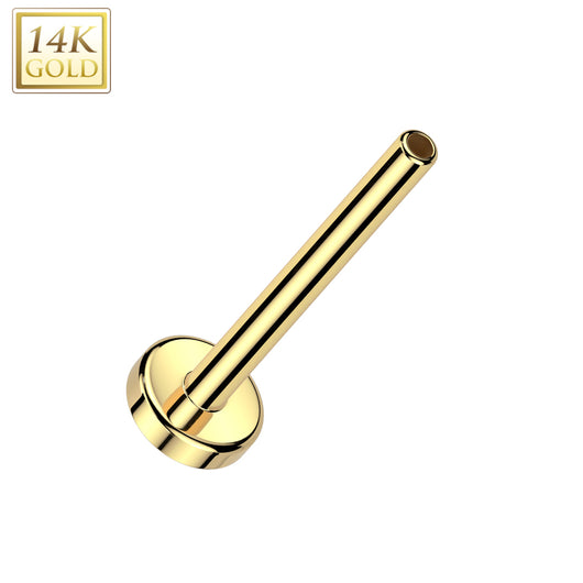 14K Solid Gold Threadless Push In Flat Back Lip Nose Stud Post 20G