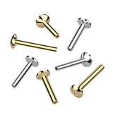 Titanium Threadless Push In 3mm Convex Back Labret Stud Pin