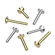 Titanium Threadless Push In 3mm Convex Back Labret Stud Pin