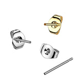 1 Pc Titanium Threadless Push In Earring Stud Post With Butterfly Back 20ga
