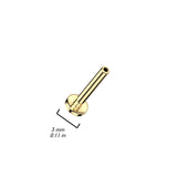 Titanium 18G Threadless Push In 3mm Flat Back Nose Labret Stud Pin