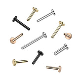 Titanium 18G Threadless Push In 3mm Flat Back Nose Labret Stud Pin