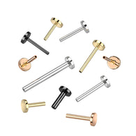 Titanium Threadless Push In 4mm Base Flat Back Stud Pins Labret 20G