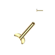 Titanium Threadless Push In Convex Crescent Moon Base Labret Stud Pin