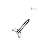 Titanium Threadless Push In Convex Crescent Moon Base Labret Stud Pin