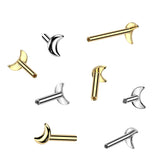 Titanium Threadless Push In Convex Crescent Moon Base Labret Stud Pin