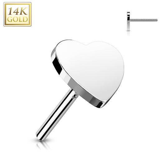 14K Solid Gold Threadless Push In Top Heart Replacement For Lip