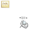 14K Gold Threadless Push In Sunburst & Opal Top For Belly Tragus Lip