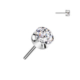 Titanium Threadless Push In Prong Set CZ Ball Top