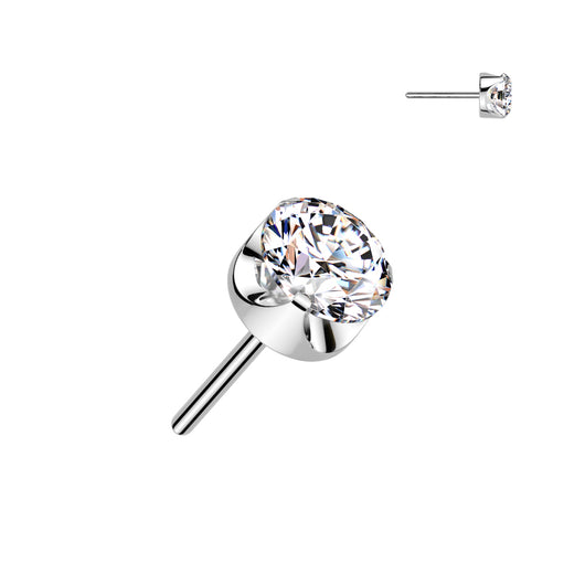 Titanium Threadless Push In Prong Set CZ Ball Top