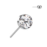 Titanium Threadless Push In Bezel CZ forward Facing Top
