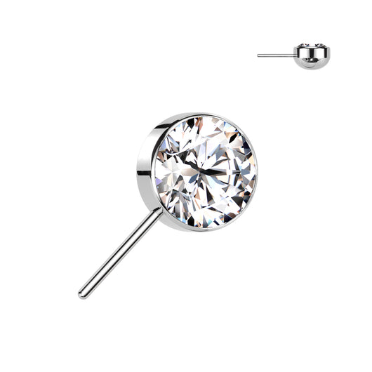 Titanium Threadless Push In Bezel CZ forward Facing Top