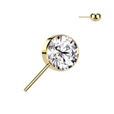 Titanium Threadless Push In Bezel CZ forward Facing Top