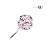 Titanium Threadless Push In Bezel CZ forward Facing Top
