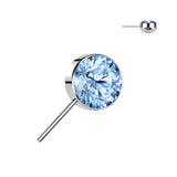 Titanium Threadless Push In Bezel CZ forward Facing Top
