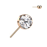 Titanium Threadless Push In Bezel CZ forward Facing Top
