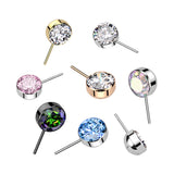 Titanium Threadless Push In Bezel CZ forward Facing Top