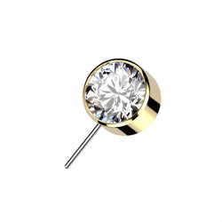 Titanium Threadless Push In Bezel Forward Facing CZ Ball