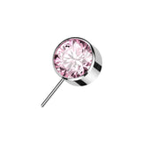 Titanium Threadless Push In Bezel Forward Facing CZ Ball