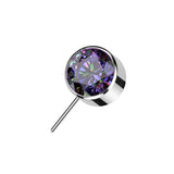 Titanium Threadless Push In Bezel Forward Facing CZ Ball