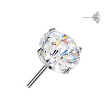 Titanium Threadless Floating Convex Base Fireworks Cut CZ Top Belly Button Ring