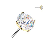 Titanium Threadless Floating Convex Base Fireworks Cut CZ Top Belly Button Ring