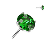 Titanium Threadless Floating Convex Base Fireworks Cut CZ Top Belly Button Ring