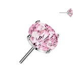 Titanium Threadless Floating Convex Base Fireworks Cut CZ Top Belly Button Ring