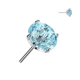 Titanium Threadless Floating Convex Base Fireworks Cut CZ Top Belly Button Ring