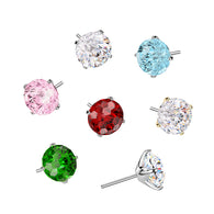 Titanium Threadless Floating Convex Base Fireworks Cut CZ Top Belly Button Ring