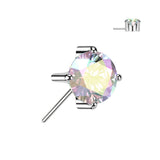Titanium Threadless Push In 5mm Prong Set CZ Forward Facing Top