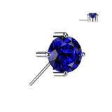 Titanium Threadless Push In 5mm Prong Set CZ Forward Facing Top