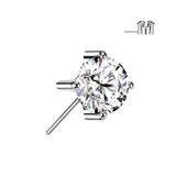 Titanium Threadless Push In 5mm Prong Set CZ Forward Facing Top